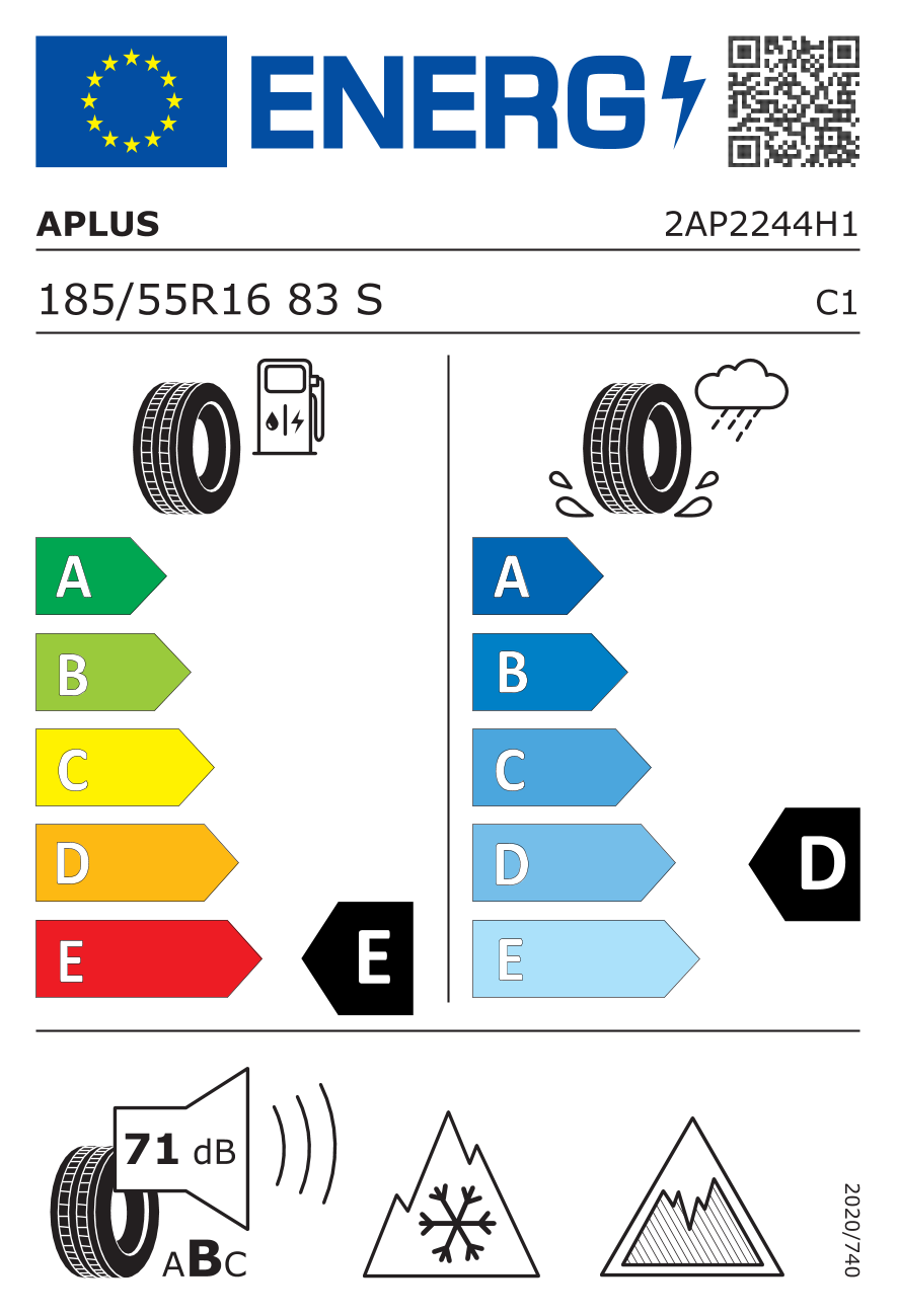APLUS A506 185/55 R16 83S - европейски етикет