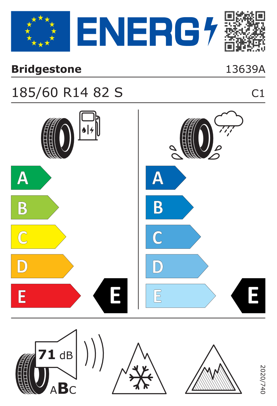 BRIDGESTONE Blizzak Ice 185/60 R14 82S - европейски етикет