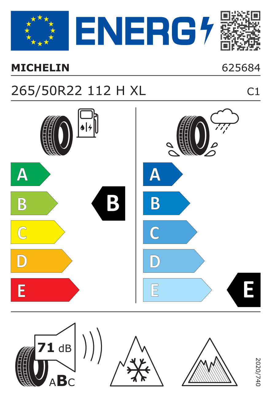 MICHELIN X-ICE SNOW SUV XL 265/50 R22 112H - европейски етикет