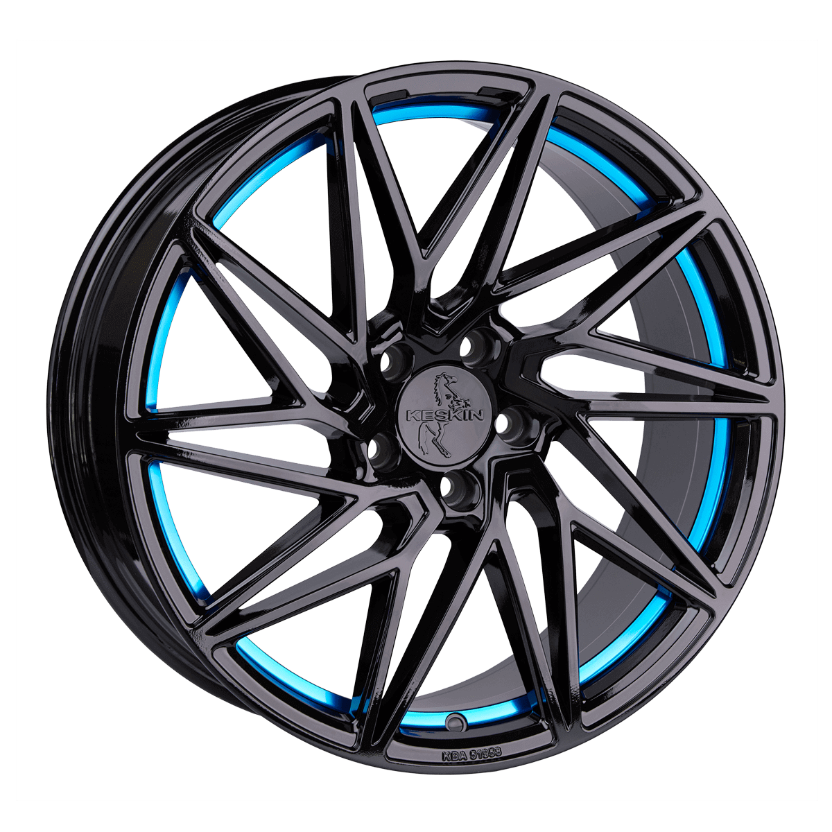 Jante din aliaj KESKIN KT20 FUTURE BLACK PAINTED BLUE INSIDE 8Jx18