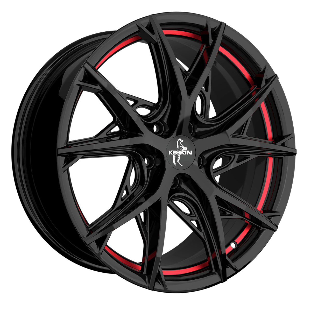 Jante din aliaj KESKIN KT24 THUNDER BLACK PAINTED RED INSIDE 8.5Jx19