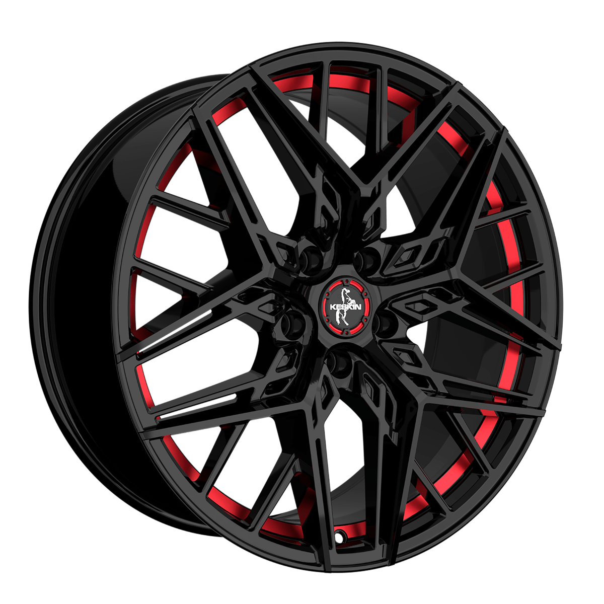 Ζάντες κραμάτων KESKIN KT25 PEARL BLACK PAINTED RED INSIDE 8.5Jx20
