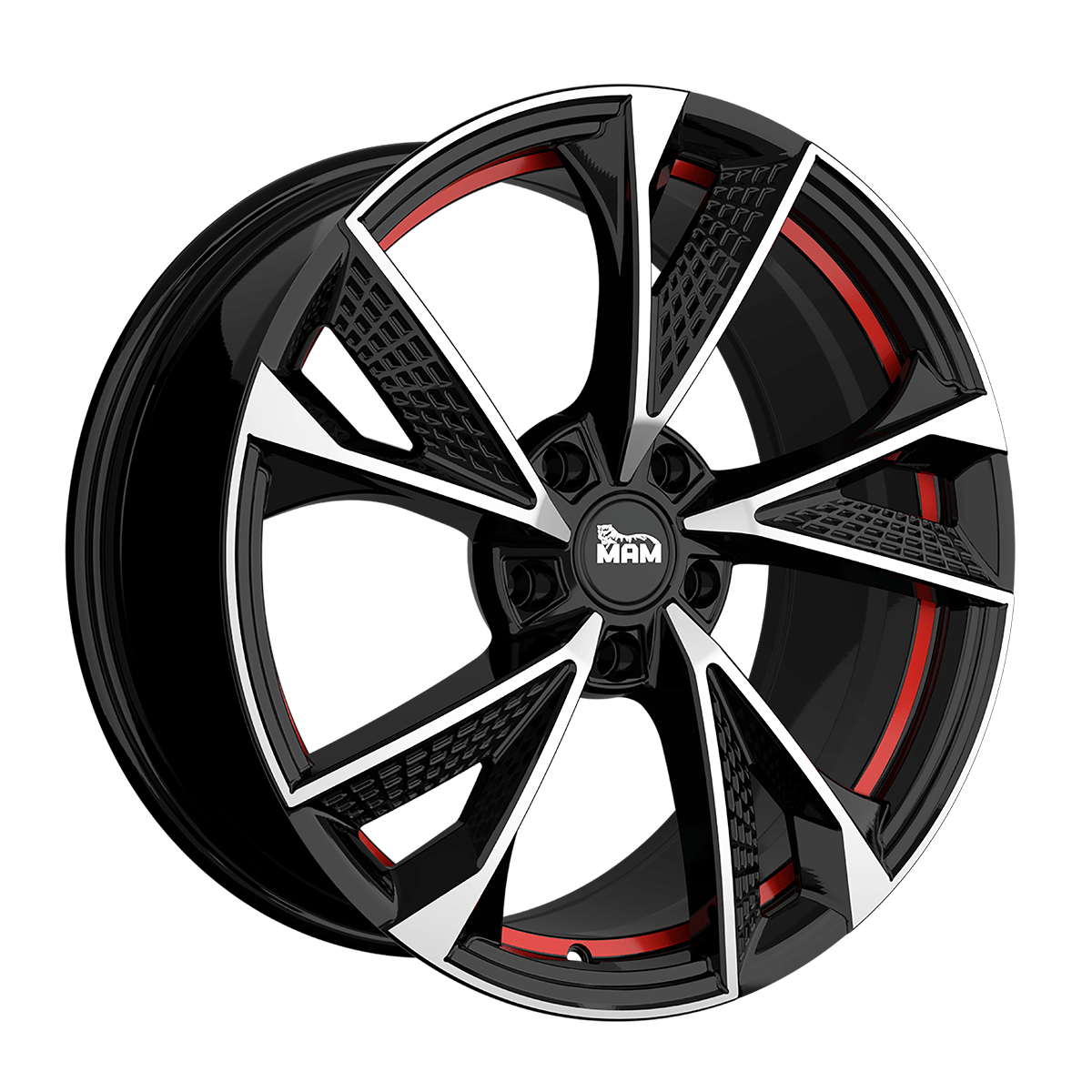 Алуминиеви джанти MAM RS6 BLACK FRONT POLISH RED INSIDE 7Jx16
