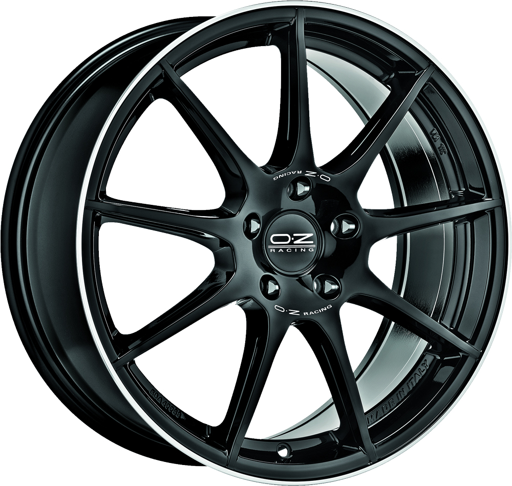 Ζάντες κραμάτων OZ VELOCE GT GLOSS BLACK+DIAMOND LIP+SILVER LETTERING 8Jx18